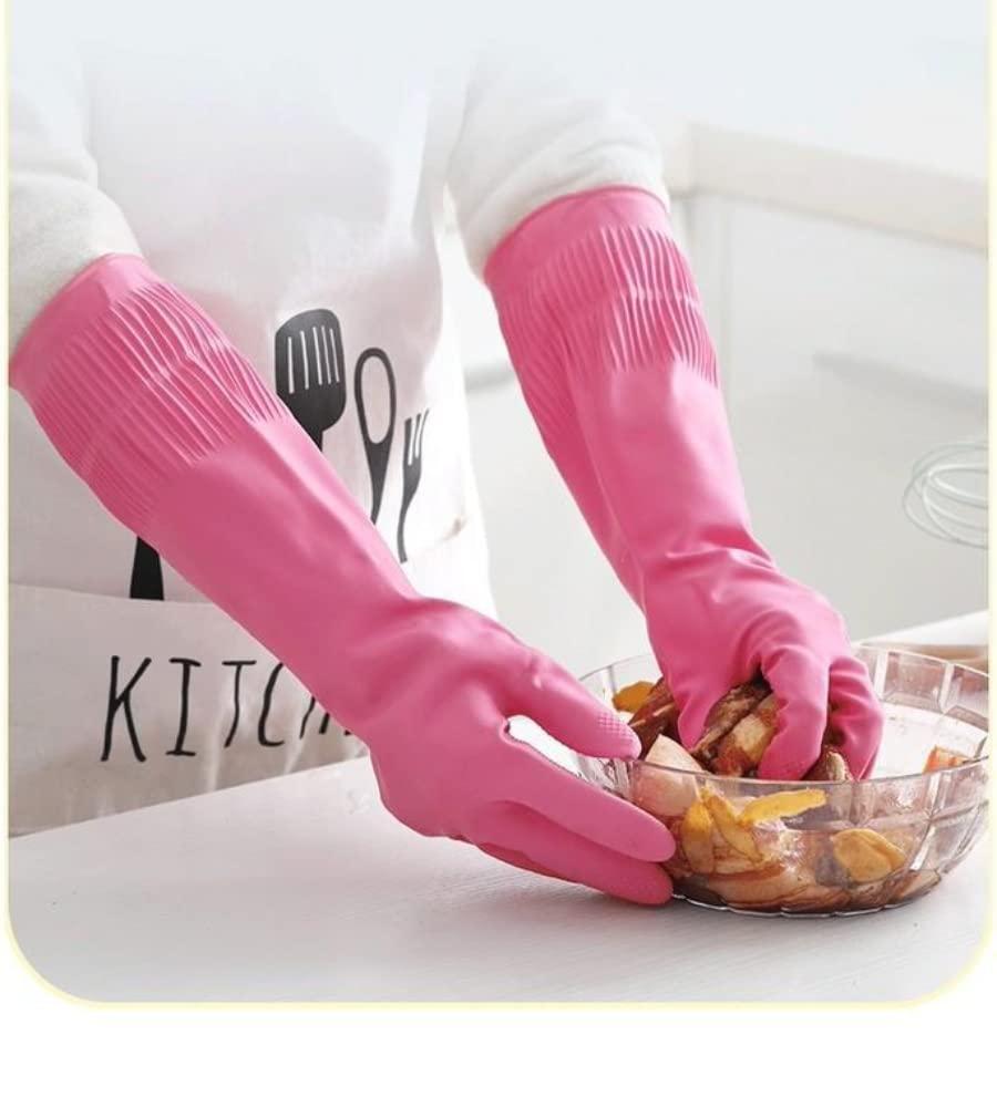 Tuklye Dishwashing Gloves - Rubber Gloves, Kitchen Gloves, Long Dish Gloves for Household Cleaning, Gardening, Utility Work Hand Protection