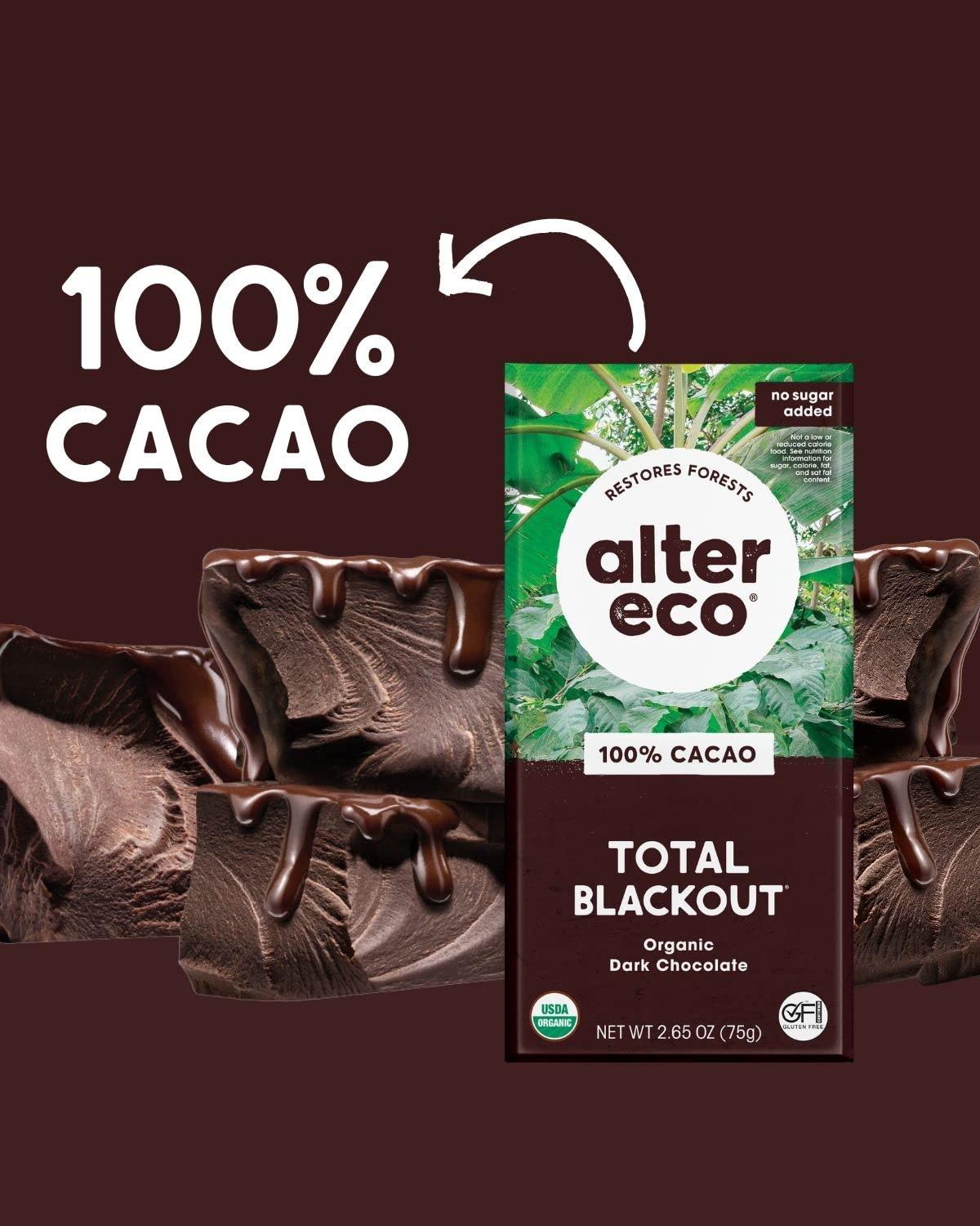 Alter Eco Alter Eco | Dark Chocolate Bars | Pure Dark Cocoa, Fair Trade, Organic, Non-GMO, Gluten Free (Total Blackout)