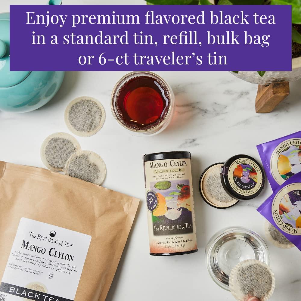 The Republic of Tea The Republic of Tea – Mango Ceylon Black Tea, Metabolic Frolic Tea, 50 Tea Bag Tin