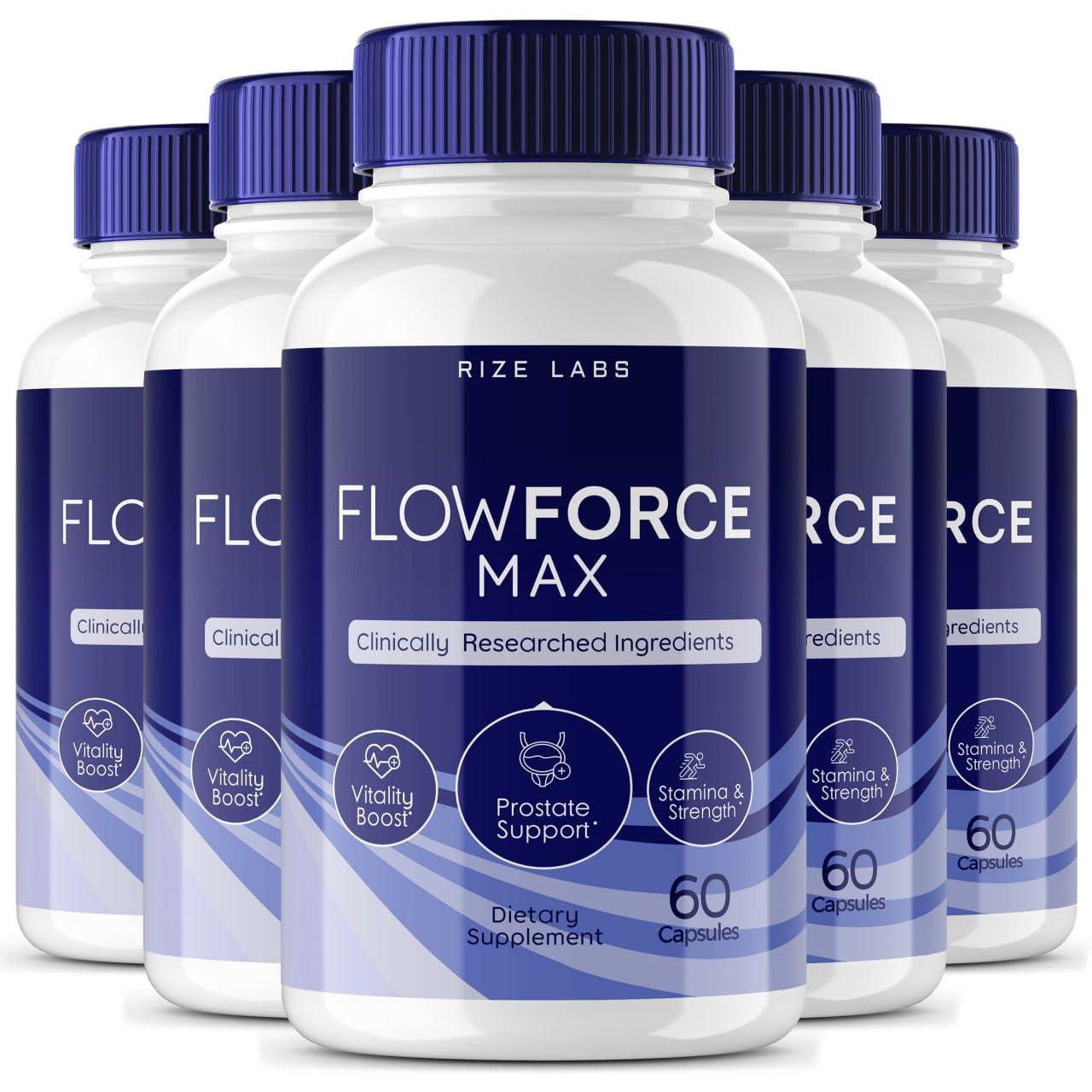 rize labs rize labs (5 Pack) FlowForce Max Pills, FlowForce Max All-Natural Dietary Supplement to Improve Strength, FlowForce Max Extra Strength Capsules to Promote Energy, Flow Force Reviews (300 Capsules)