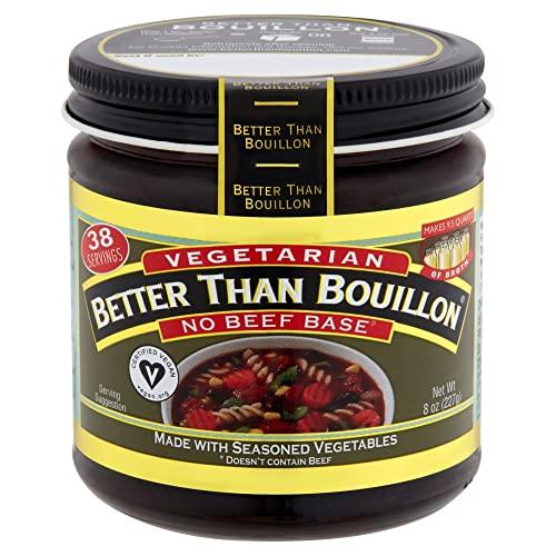 Better Than Bouillon Better Than Bouillon Vegetarian No Beef Base, Made with Seasoned Vegetables, Certified Vegan, Makes 9.5 Quarts of Broth, 38 Servings, 8-Ounce Jar (Pack of 1)