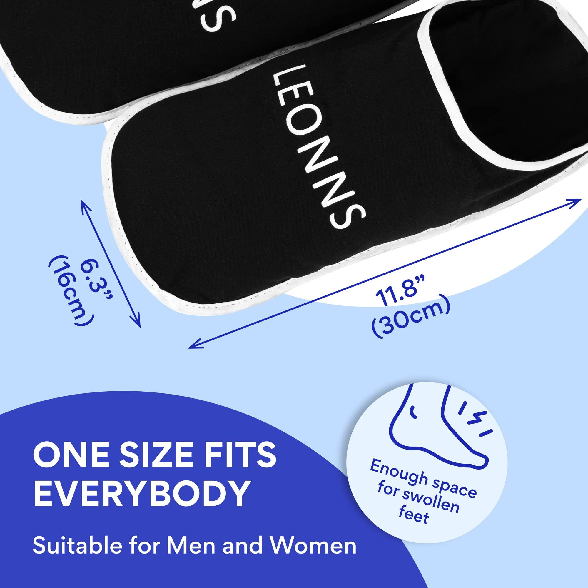 LEONNS LEONNS Gel Ice Pack Slippers - Provides Hot and Cold Therapy for Foot Pain, Neuropathy Pain Relief for Feet, Gout Relief, Swollen Feet, Plantar Fasciitis and Heel Spurs- One Size Fits Most (Black)