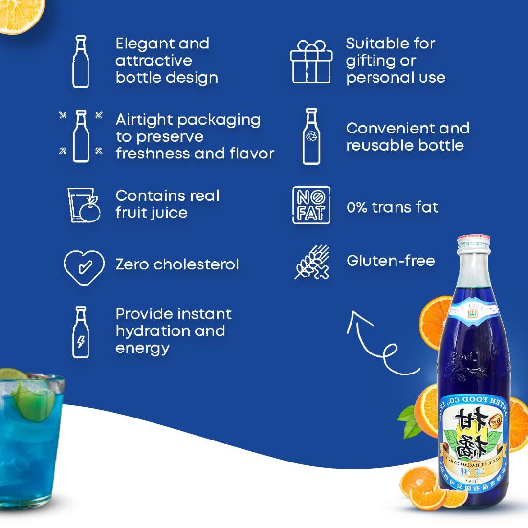 BBLY Blue Curacao Syrup, Made with 100% Sugar, 710ml