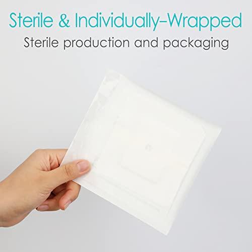 DiaBelt Peritoneal Dialysis PD Catheter Drain Split Bordered Gauze Island Dressing Pad for Stomach Feeding Peg J Tube| Individually Packed| Wound Bandage with Adhesive Border 4\" x 4\" (Pack of 10)