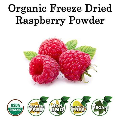 Z Natural Foods Organic Red Raspberry Powder - Freeze Dried Fruit Powder For Smoothie, Drinks, Baking Recipes - Powdered Berry Superfood - Unsweetened, Raw, Non GMO, Vegan, Gluten Free - 1 lb