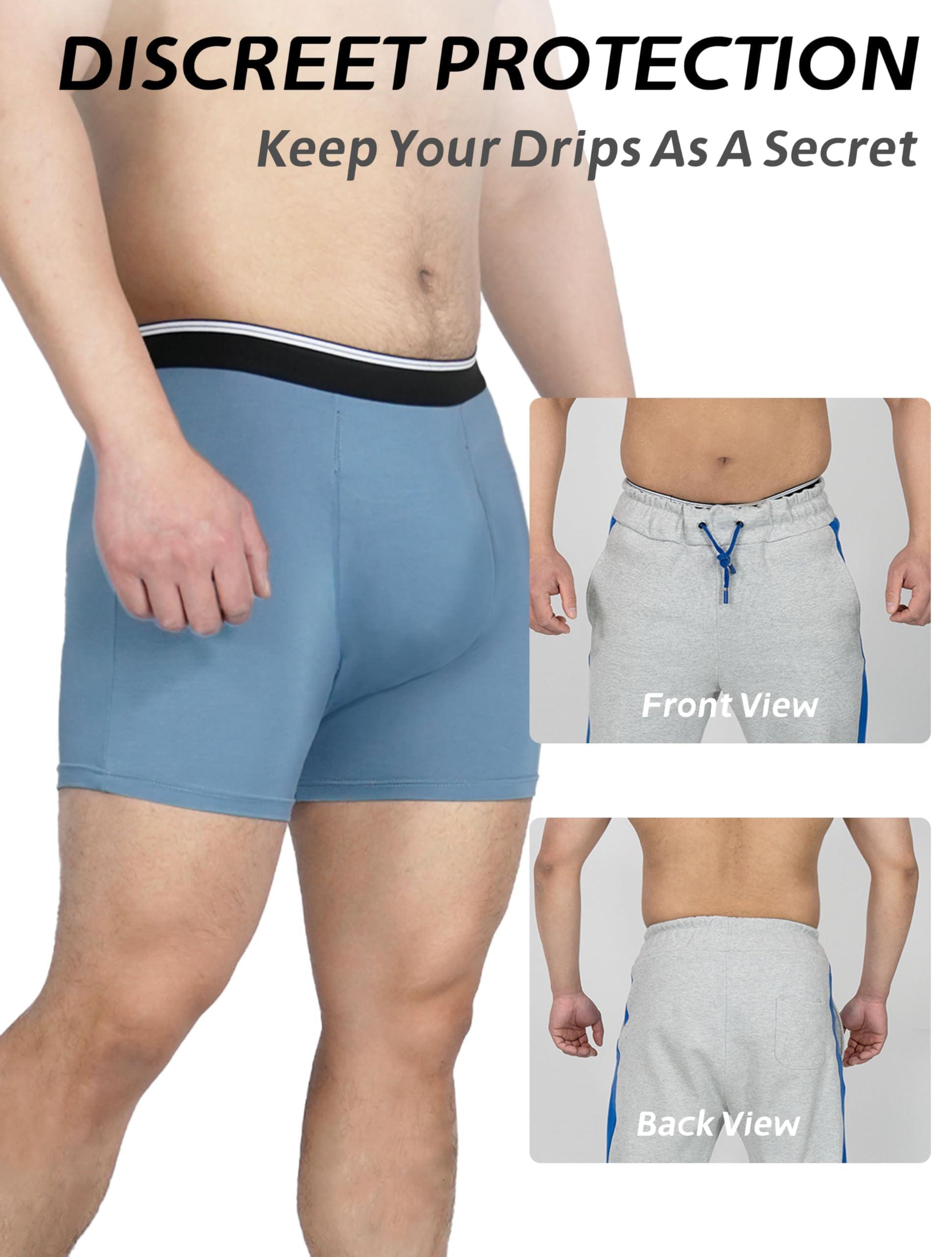 TIICHOO TIICHOO Mens Incontinence Underwear Boxer Briefs Washable Leak Proof Underwear for Men Soft Reusable 3 Pack(Dark Grey/Green/Blue, XX-Large)