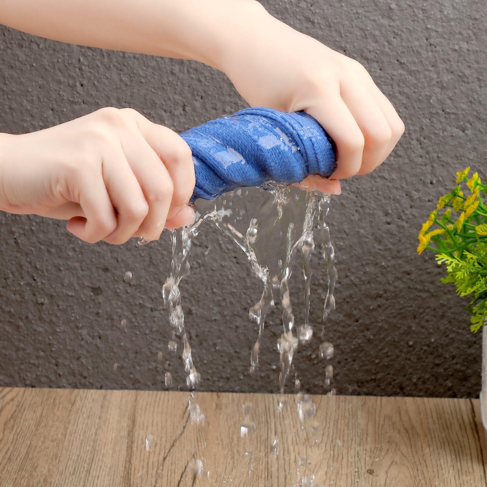 Toulite Toulite 100 Pcs Blue Surgical Huck Towels Bulk 24 x 17 Inches Cotton Cleaning Shop Towels Blue Shop Rags Absorbent Wiping Towels for Cleaning Shops Bars Hotel Industries Garage