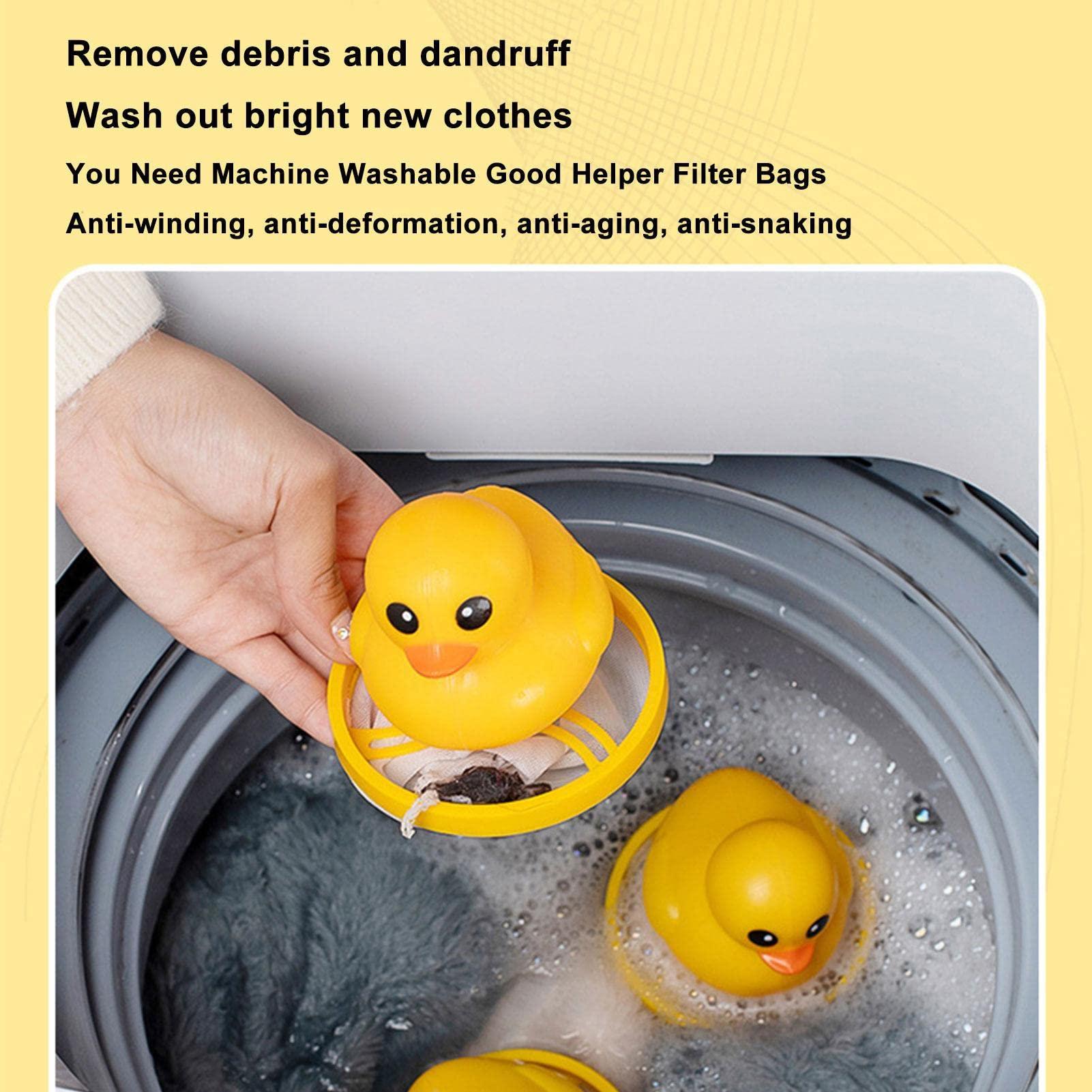 Kumprohu Kumprohu Laundry Pet Hair Catcher - Yellow Duck-Shaped Washing Machine Float Filter Mesh Bag - Washing Machine Floating Hair Remover, Hair Removal Ball, Lint Remover for Cat Dog Pet Hair, Debris