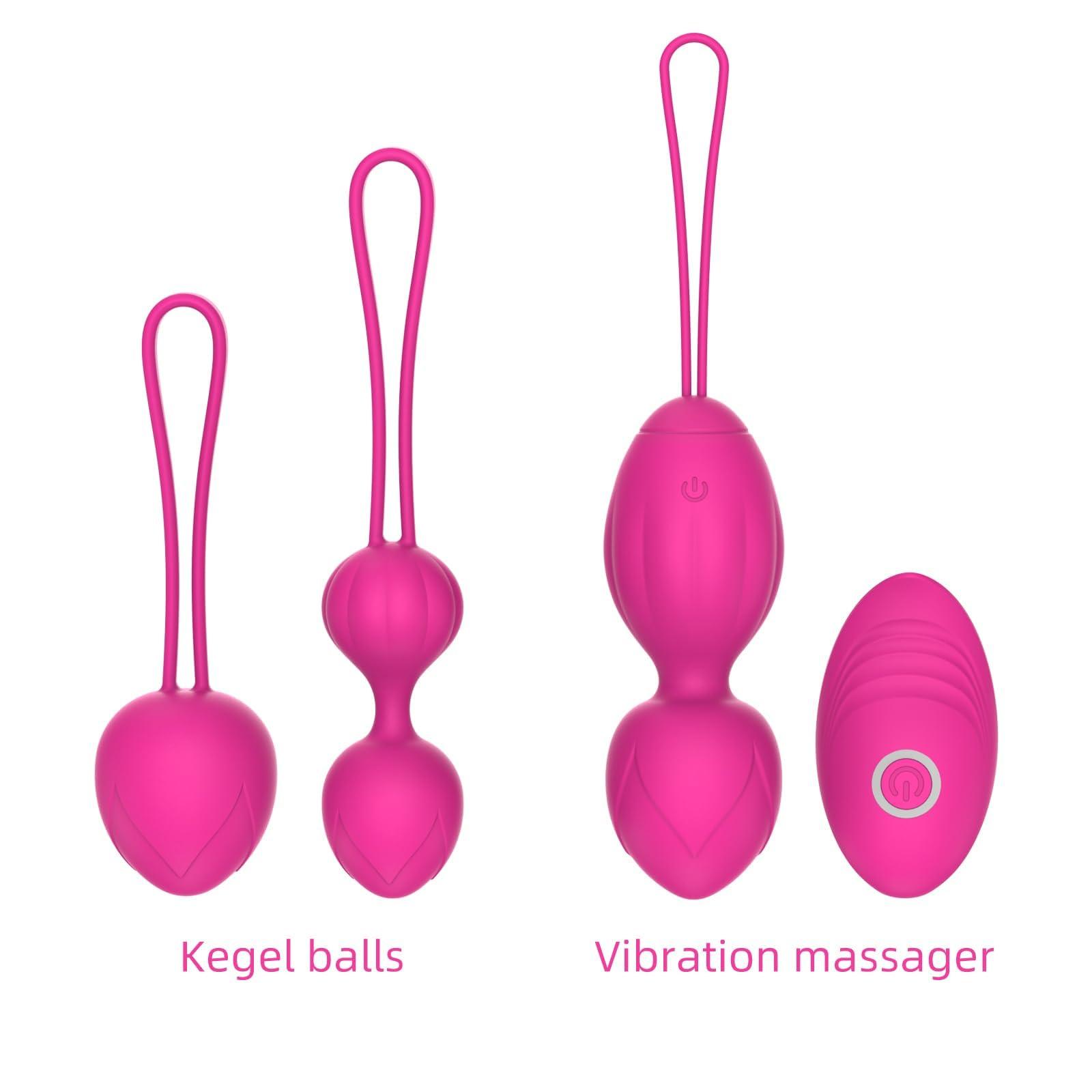 CFOOW Kegel Exercise, Set of 3 Silicone Kegel Weight Balls,Pelvic Floor Muscle Exercise, Ben was Balls for Women,Recommended Kegel Ball for Beginners and Advanced - Rose