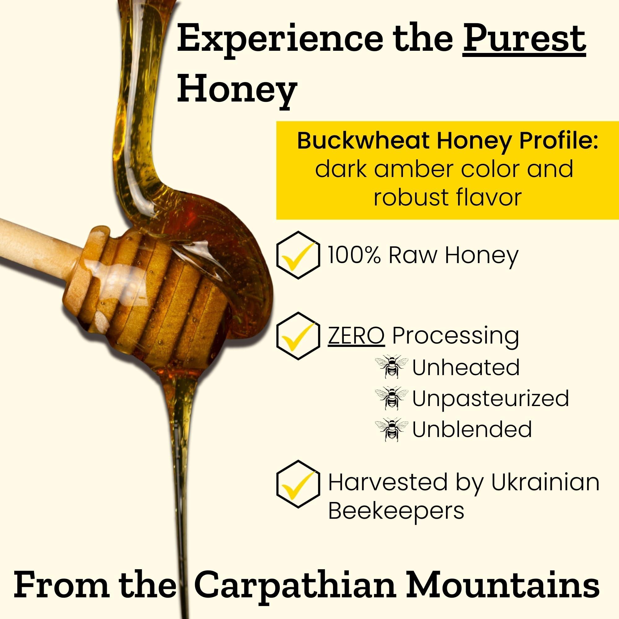 Carpathian Healer Carpathian Raw Buckwheat Honey | 100% Pure, Unfiltered, Unpasteurized, Ethically Sourced | Glass Jar, 908g