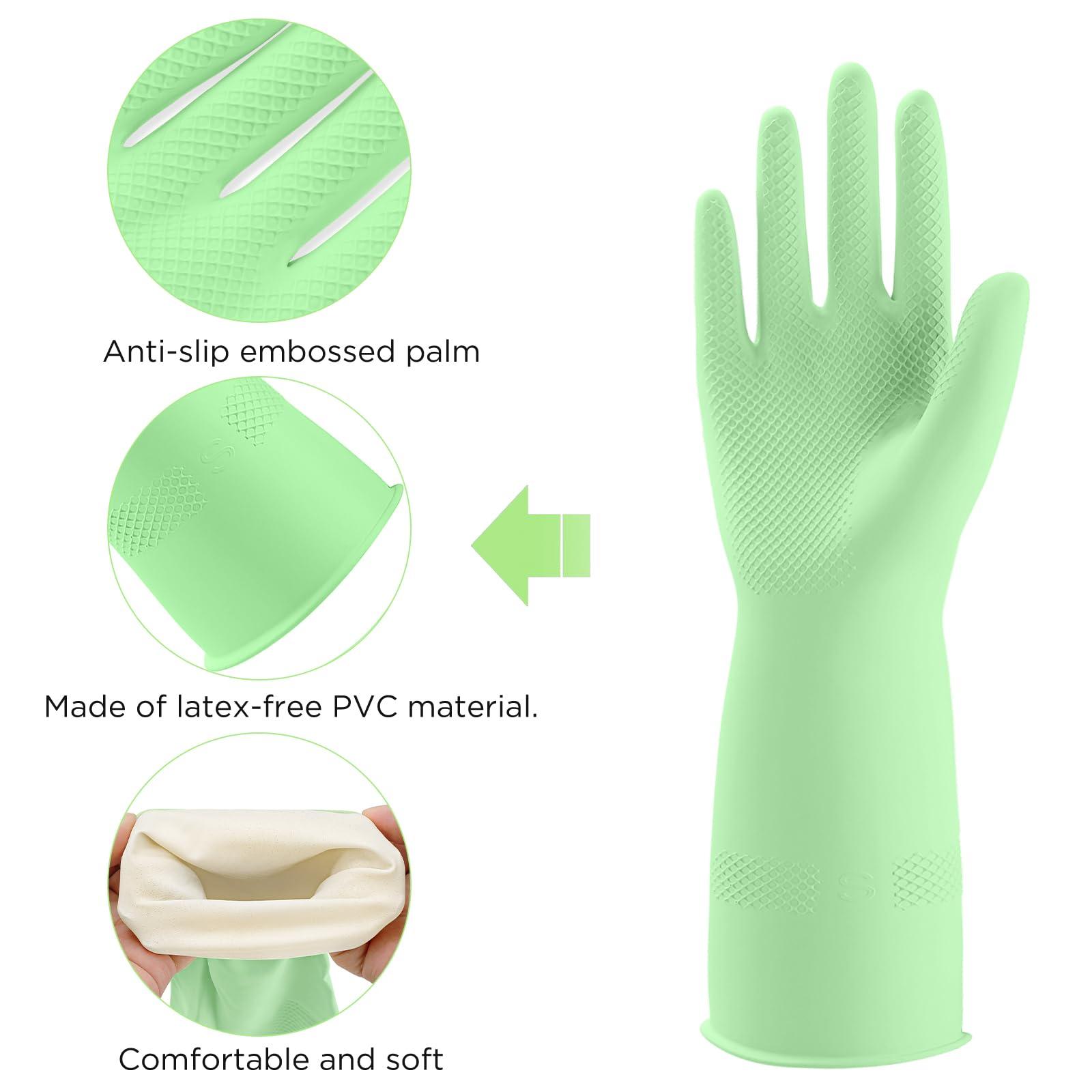 IUCGE IUCGE Rubber gloves cleaning for Household 2 Pairs,Dishwashing gloves for Kitchen dish gloves,Reuseable.(L,Green)