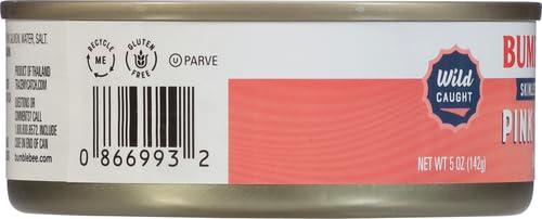 Bumble Bee Bumble Bee Skinless & Boneless Canned Pink Salmon in Water, 5 oz Can - Premium Wild Caught Salmon - 20g Protein per Serving - Gluten Free, Kosher, MSC Certified (Pack of 6)