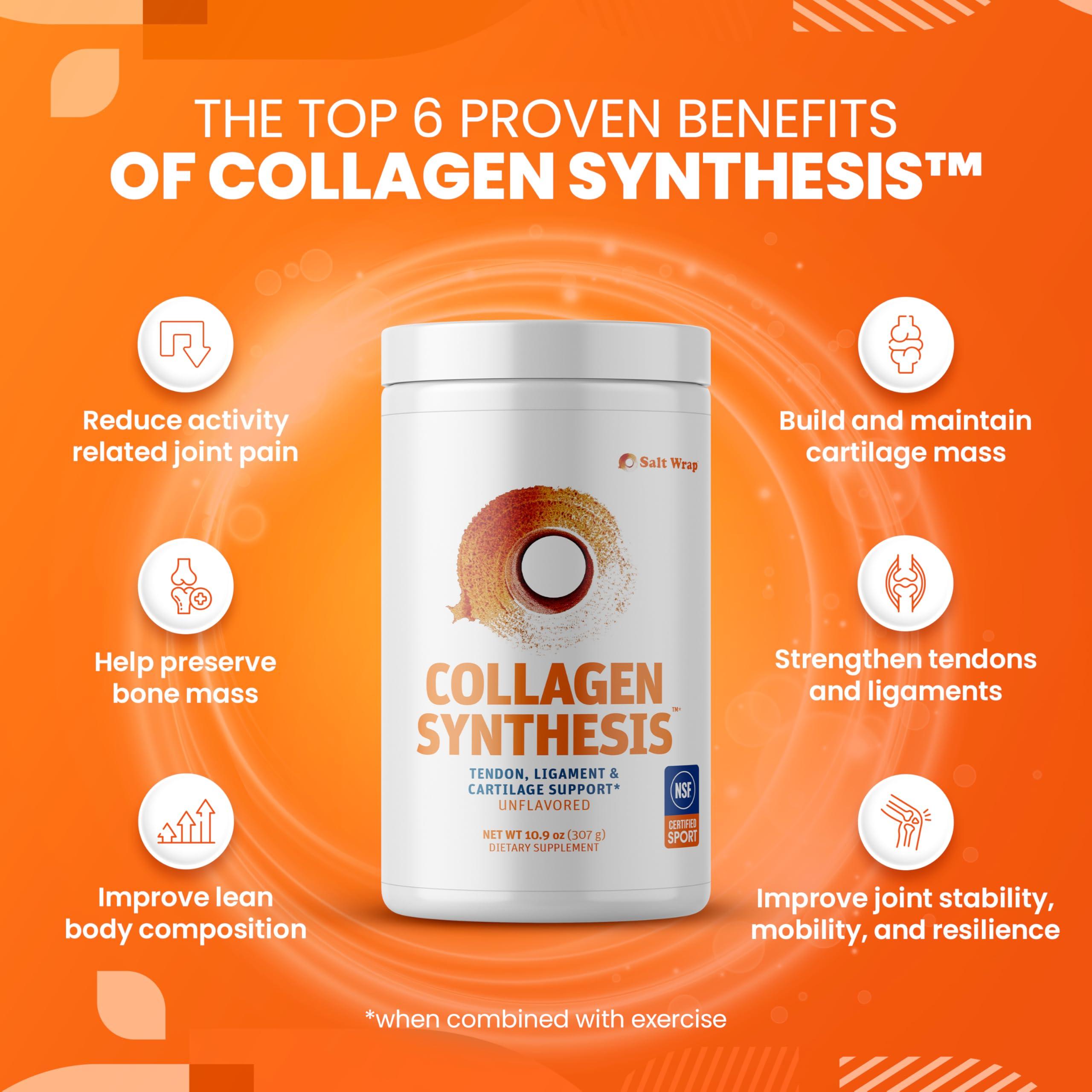 SaltWrap SaltWrap Collagen Synthesis Powder - Collagen Peptides for Joint Recovery with Fortigel & Tendoforte, Collagen for Women, Collagen for Men, Collagen Protein, Supports Tendons, Ligaments, NSF Certified
