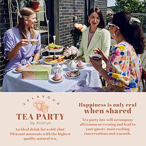 ACORUS ACORUS Tea Party with 4 Different Flavors | Tea Set | 40 Count Natural Rooibos, Black Tea, Green Tea Packs with Beautiful Gift Box | Tea Bags Variety Pack