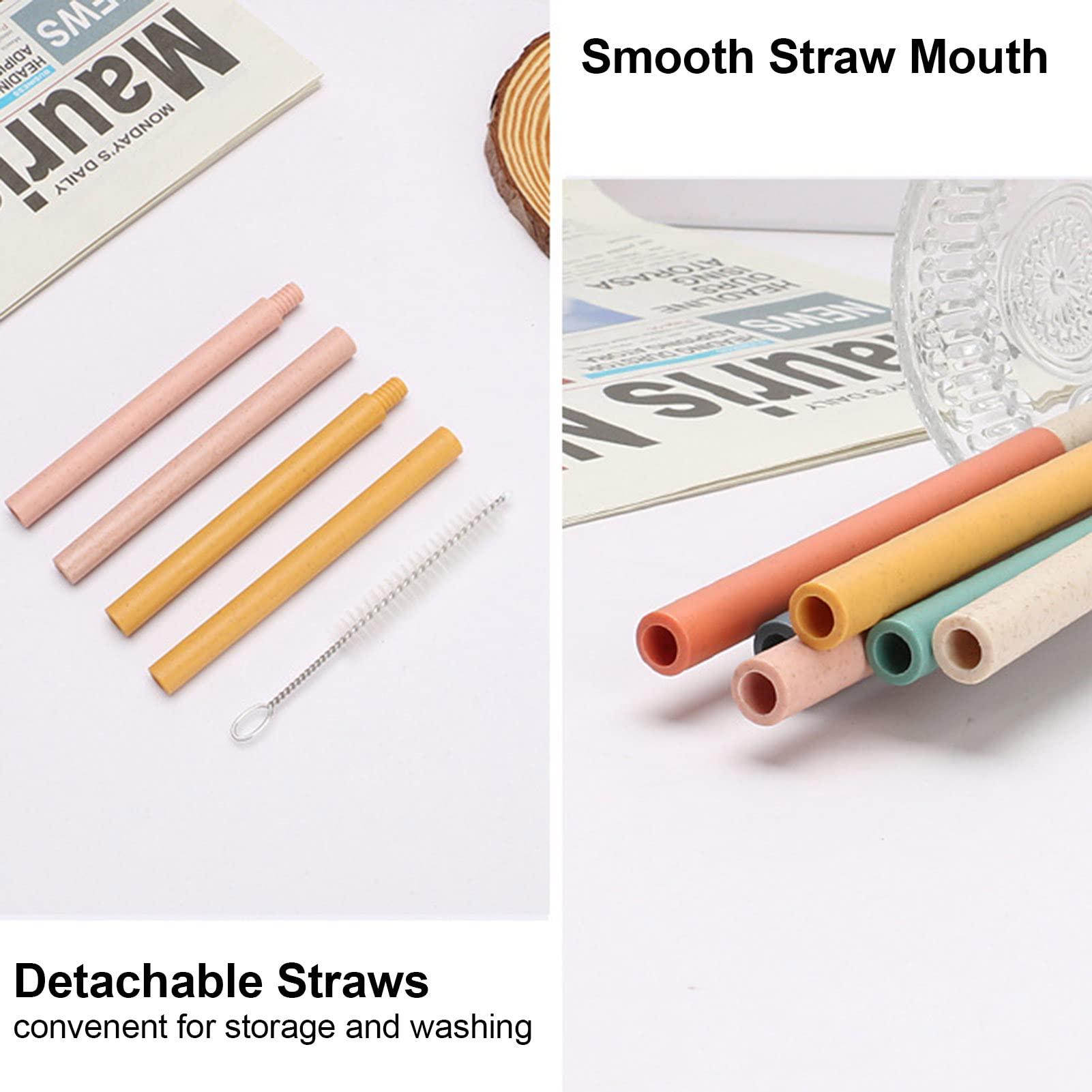 Meboltpan Reusable Straws, 6PCS Plastic Straws Bulk Detachable Plastic Drinking Straw Multicolor Thick Plastic Straws with Straw Brush