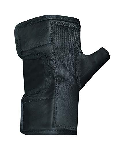 Prime Sports Prime Sports Wheelchair Gloves Leather Fingerless Protective Gear Mobility Quad-Push Gloves Full Open Easy Adjustable Palm Padded Gloves (Black, Small)