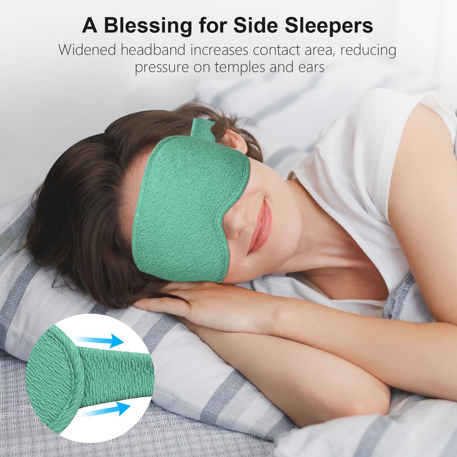 Gritin Gritin 100% Blackout Sleep Eye Mask for Women Men,Zero Eye Pressure Sleeping Mask-Ergonomic Design 3D Cutout Eye Movement and Eyelash Friendly Night Blindfold,Ultra Soft&Comfortable for Sleeping-Cyan