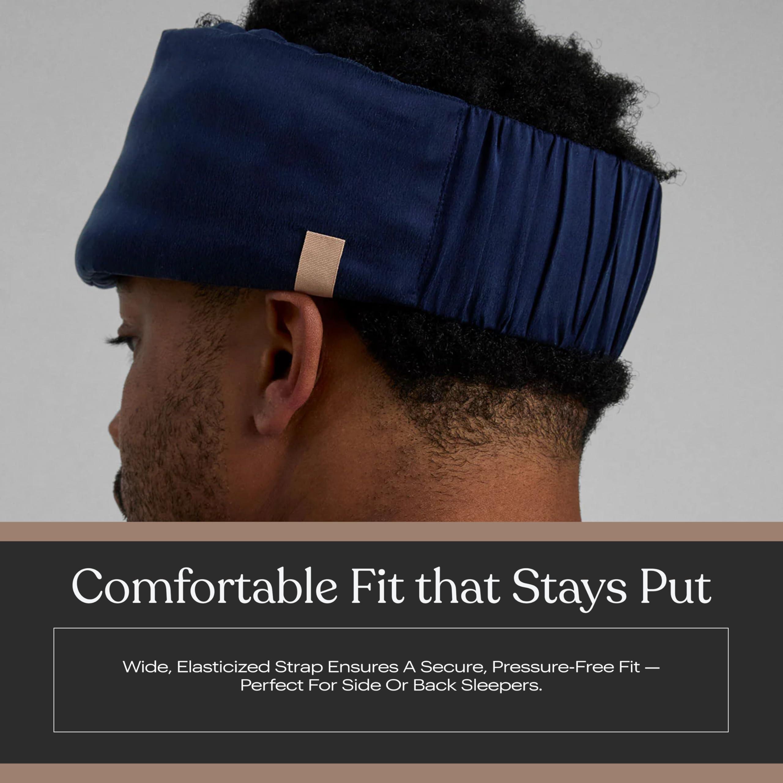 Lunya Lunya Sleep Mask with Box - Washable Silk Sleeping Mask and Headband for Beauty Routines - Thermoregulating Comfort for Restful Nights - Silk Eye Mask for Women - Deep Blue