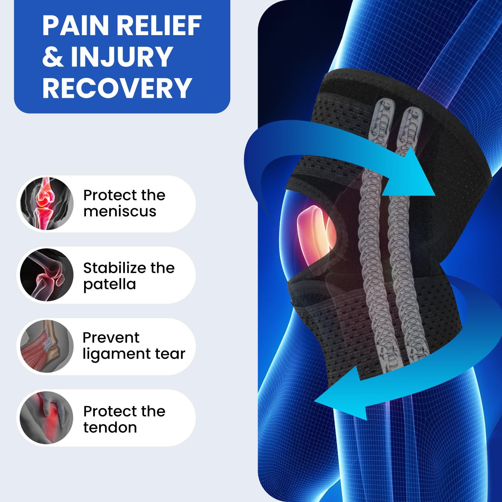 Galvaran Galvaran Knee Brace for Women & Men with Side Stabilizers Upgraded for Meniscus Tear, ACL, MCL Arthritis Knee Pain Relief, Adjustable Breathable Injury Recovery Knee Support