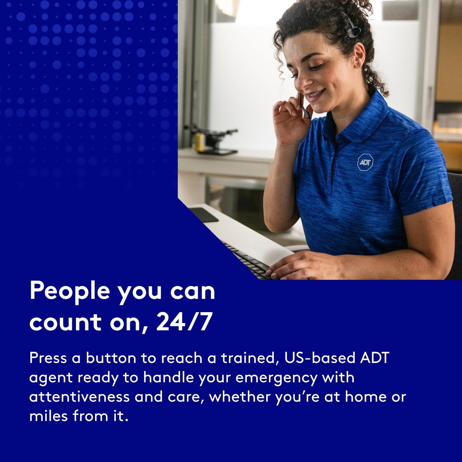 ADT ADT - On-The-Go Mobile Medical Alert System for Seniors - GPS Capabilities, Included Waterproof Wearable Panic Button, 24/7 U.S. Based Monitoring (White Wristband)