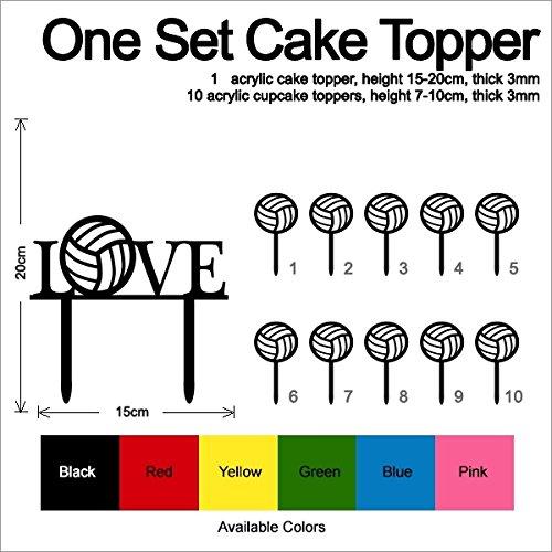 jjphonecase TC0191 Love Volleyball Party Wedding Birthday Acrylic Cake Topper Cupcake Toppers Decor Set 11 pcs