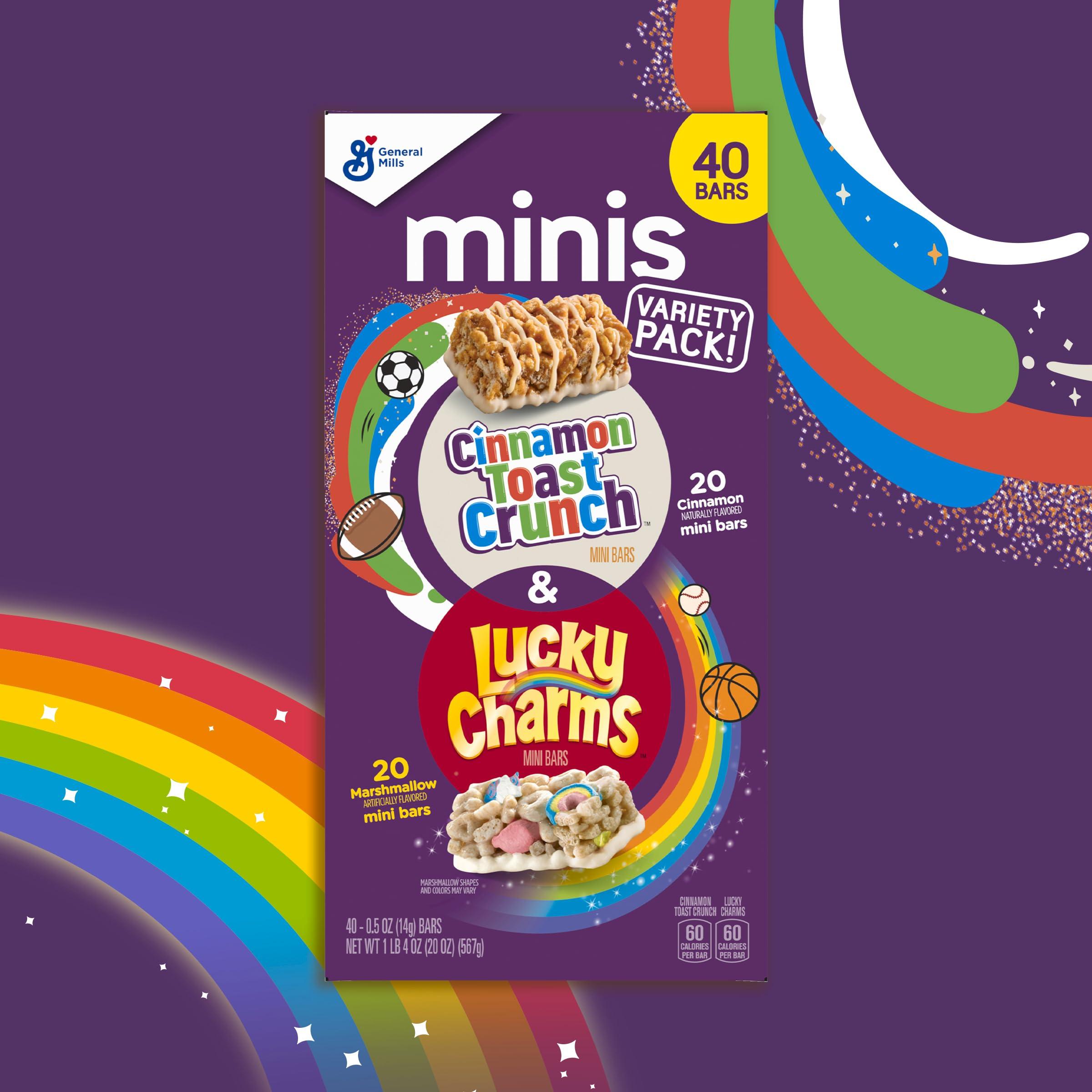 General Mills Lucky Charms and Cinnamon Toast Crunch Mini Cereal Treat Bars Variety Pack, 40 ct, 20 oz