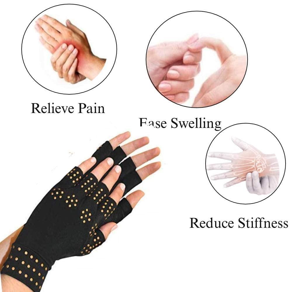 I3C Compression Arthritis Gloves - Magnetic Anti-Arthritis Fingerless Health Therapy Gloves Copper Infused Arthritis Gloves, Compression Therapy, Increases Blood Flow for Women and Men(1 Pair)
