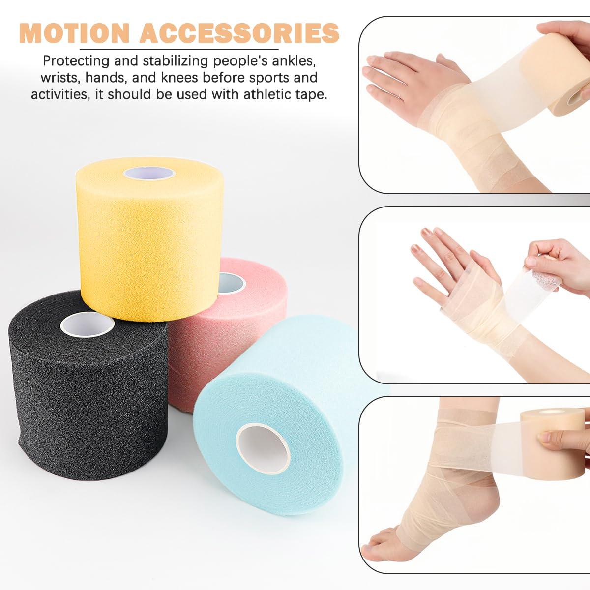 UPIQNG UPIQNG 4Pcs Foam Underwrap Tape Athletic Foam Tape Wrists Knees Ankles Hands Breathable Sponge Bandage Sports Pre Wrap,30Yards
