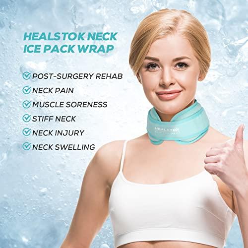 HEALSTOK Neck Ice Pack Wrap,Cervical Ice Pack,Cold Compress Ice Packs for Neck Injuries Reusable Cold & Hot Therapy Adjustable Flexible Gel Migraine Ice Head Wrap for Neck Pressure. (Ice Blue)