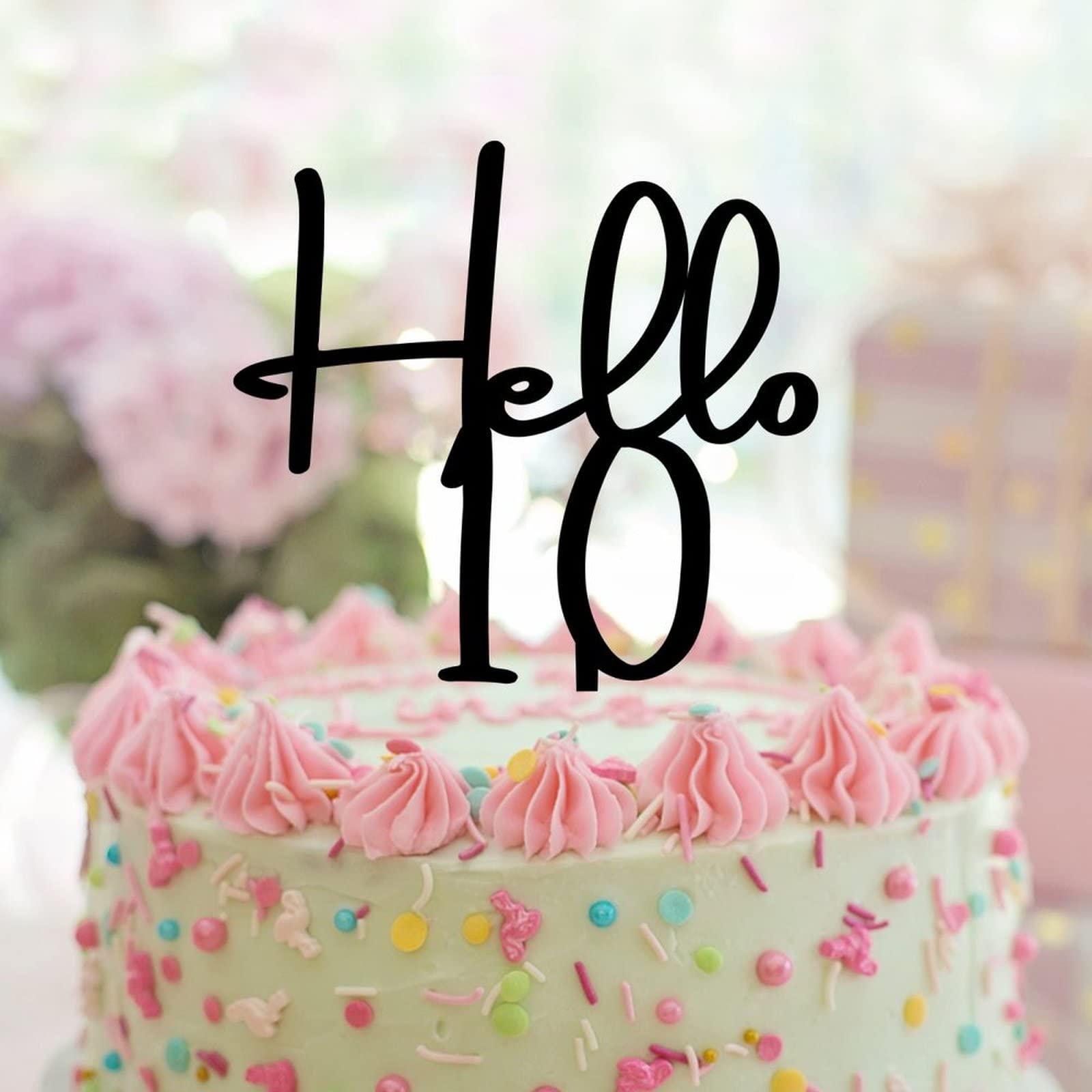 lutieger Hello 10 Ten Birthday Cake Toppers Personalized 10th Anniversary 10th Birthday Party Decorations Birthday Gifts For Baby Boys Girls Acrylic Black