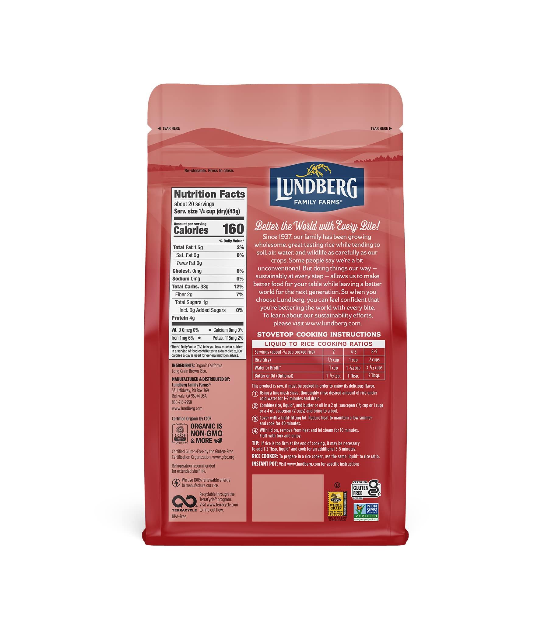 Lundberg Lundberg Basmati Rice, Organic Long Grain Brown Rice - Non-Sticky, Fluffy Aromatic Rice Grown in California, Pantry Staples, 32 Oz