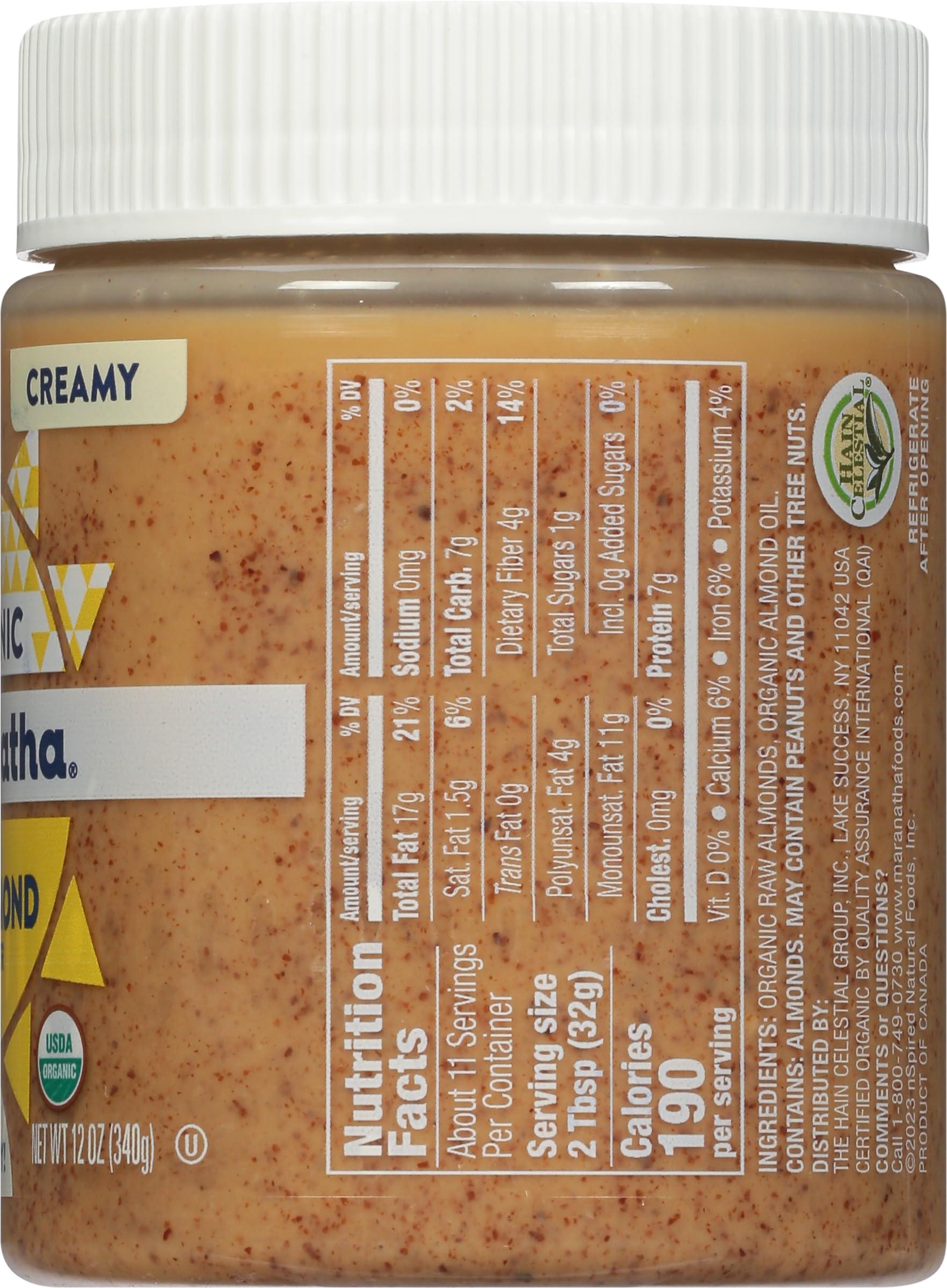 MARANATHA MaraNatha Organic Creamy Raw Almond Butter, 12 Ounce Jar