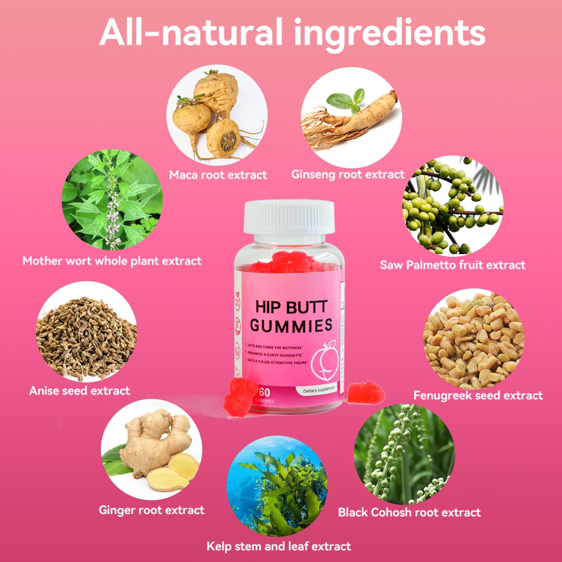 Laicuherb Laicuherb Hip Butt Enhancer Gummies for Butt Growth and HIPS, Booty Gummies for Bigger Butt Fast, Booty Curvy Body Gummies Weight Gainer for Women Workout Enhancement