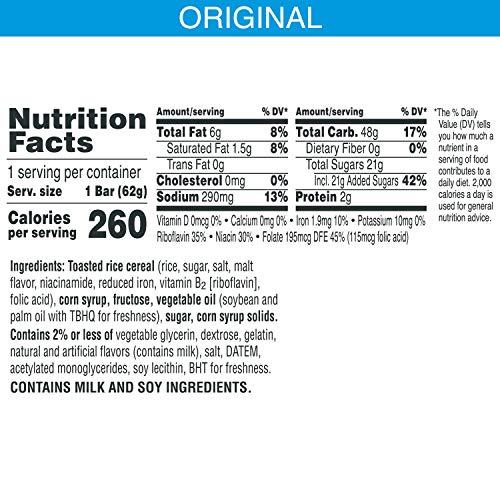 RICE KRISPIES TREATS Kellogg’s Rice Krispies Treats, Crispy Marshmallow Squares, Original, 2.2 oz Bar