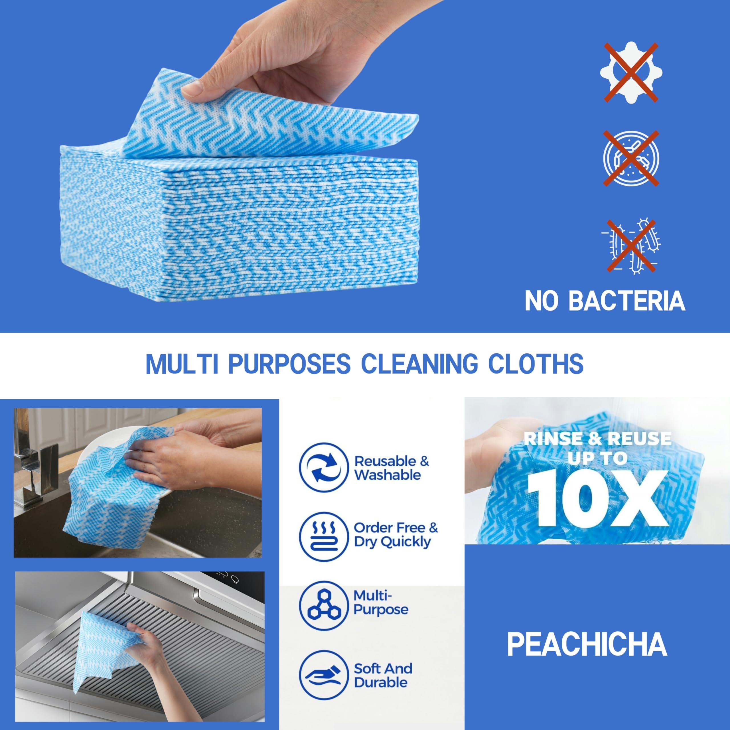 Peachicha Peachicha Disposable Cleaning Cloth Washing Cloth for Kitchen, Multi-use Dish Towels, Disposable Dish Cloths, Cleaning Rags,100 Count, Blue
