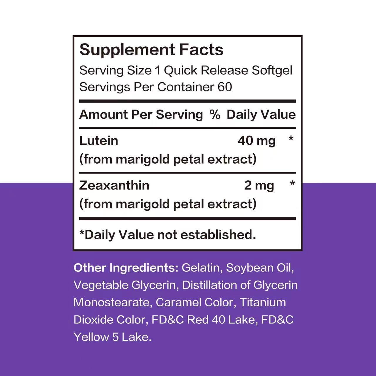 Mission Hill Foods Mission Hill Foods Premium Lutein & Zeaxanthin Eye Health Supplement (2 Bottles-4mo Supply) | 40mg | 120 Softgels | Vitamin Pills for Eyes | Non-GMO & Gluten Free