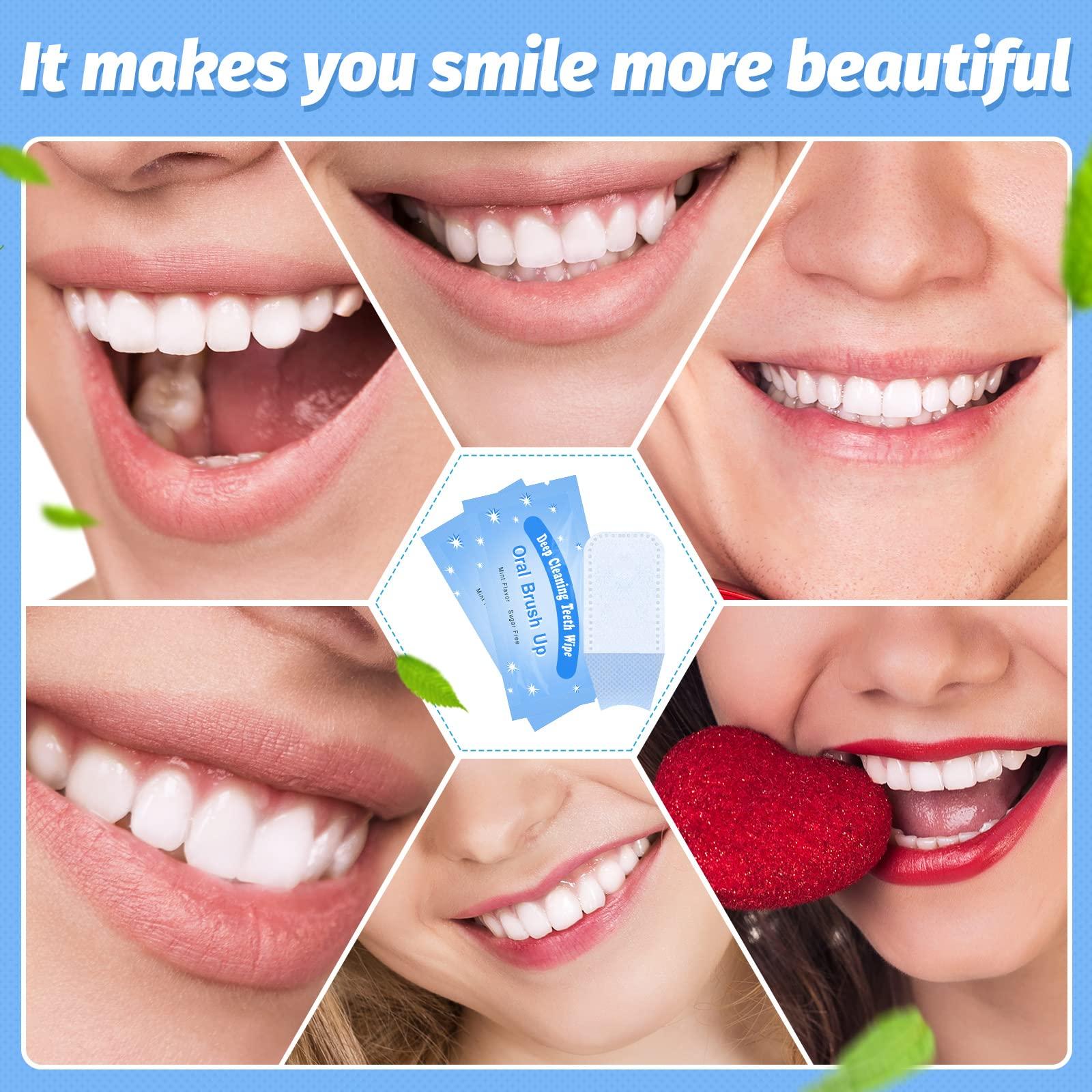 Dunzy 300 Pcs Disposable Finger Brush Teeth Wipes Bulk Finger Toothbrush Textured Surface Deep Teeth Cleaning Finger Wipes Oral Wipes for Adults Teeth Mouth and Gums Dental Cleaning, Individual Package