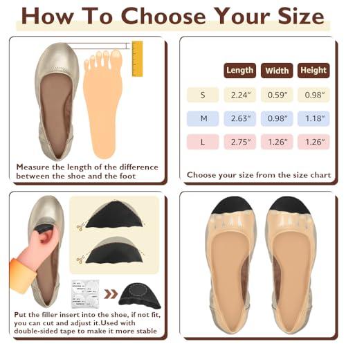 Dr.Foot Dr.Foot Shoe Filler Inserts for Loose Shoe, Toe Filler Cushion Inserts for Shoe Too Big, Big Shoe Fillers Make Shoes Fit for Casual Sports High Heels Boots (Small: Half Size Bigger, Black)