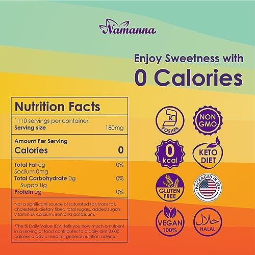 NAMANNA NAMANNA Pure Monk Fruit Sweetener - Zero Calorie, Zero Carb, Paleo and keto Safe - (7% Mogroside V, 200g, 1,110 Servings) - 3 Pack