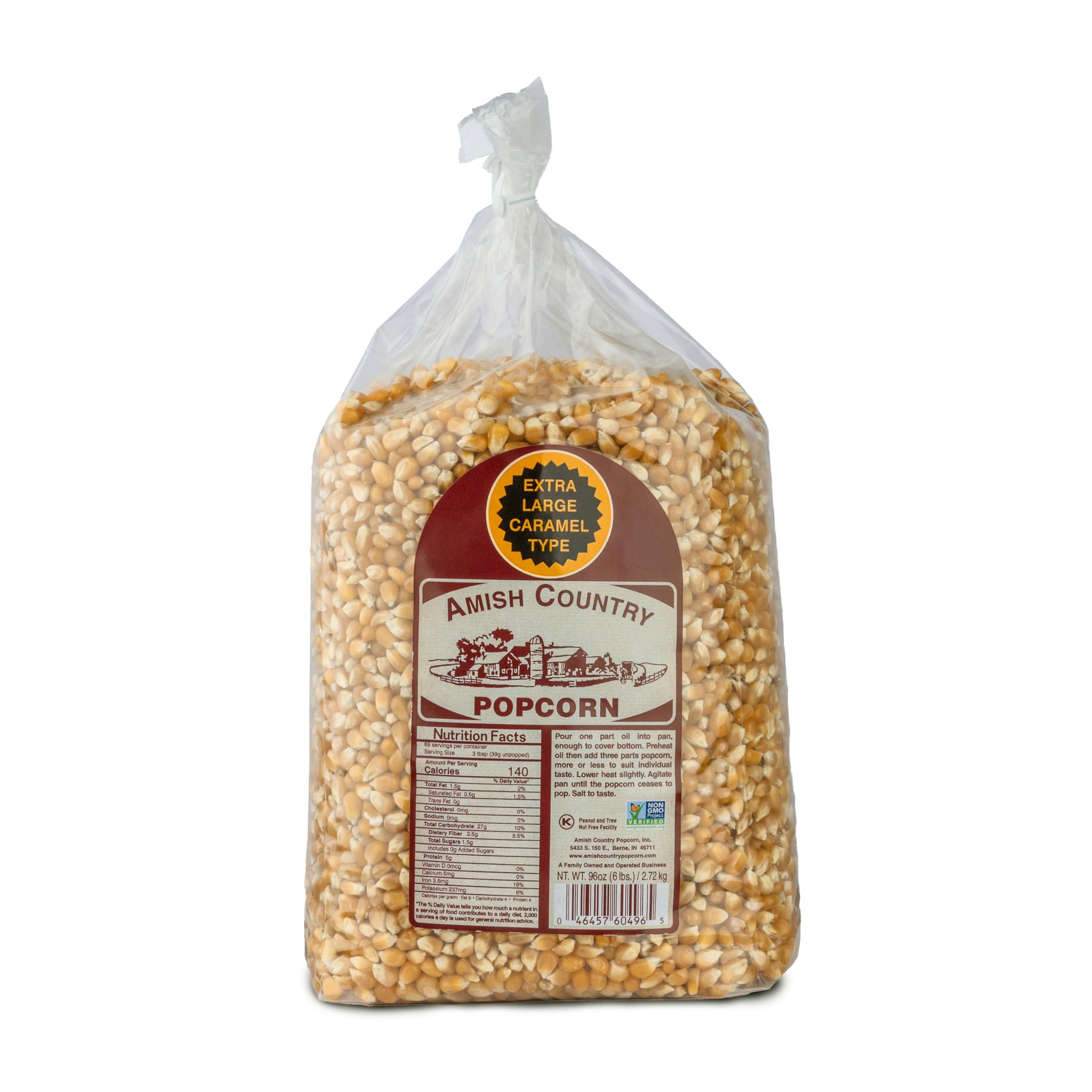 Amish Country Popcorn Amish Country Popcorn | 6 lb Bag | Extra Large Caramel Type Popcorn Kernels | Old Fashioned, Non-GMO and Gluten Free (Extra Large Caramel - 6 lb Bag)