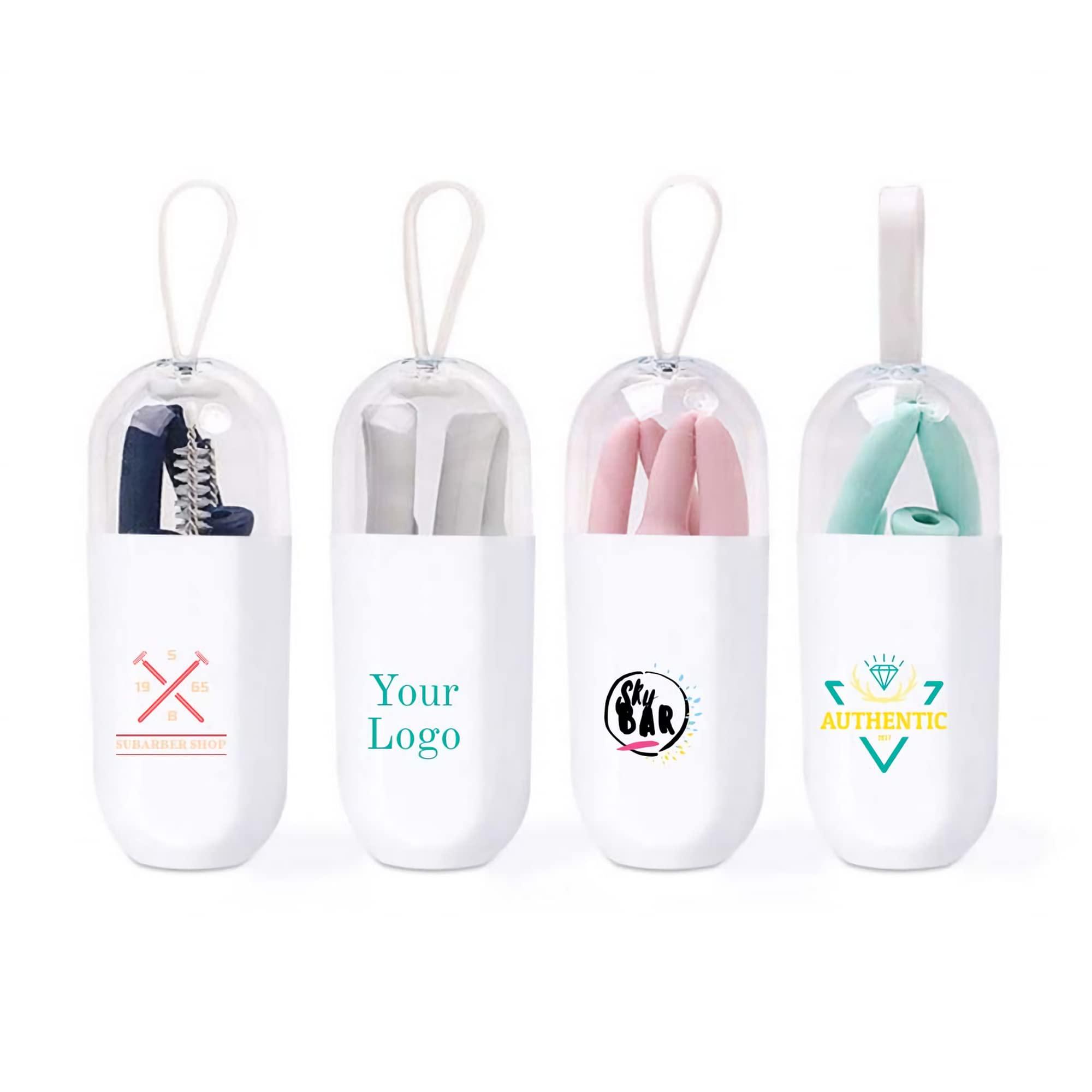 Grozon 50PCS Custom Bulk Silicone Straws Personalized Flexible Rubber Straws Customized Promotional Items with Logo Text