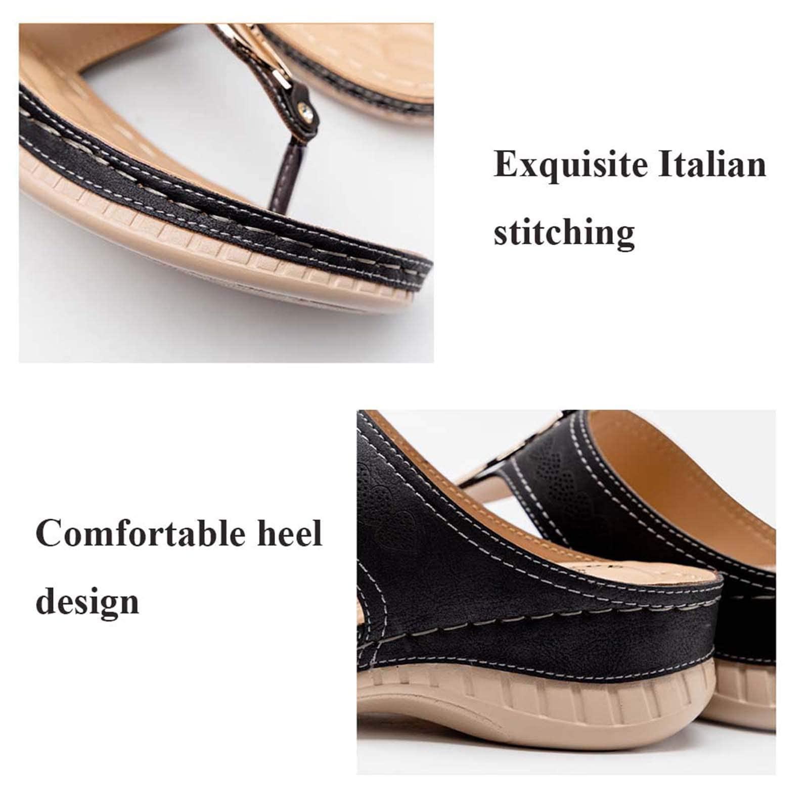 Generic Orthotic Flip Flops for Women, Plantar Fasciitis Sandals for Flat Feet with Arch Support Thong Style Flip Flops Sandals for Comfortable Walk,Black,39