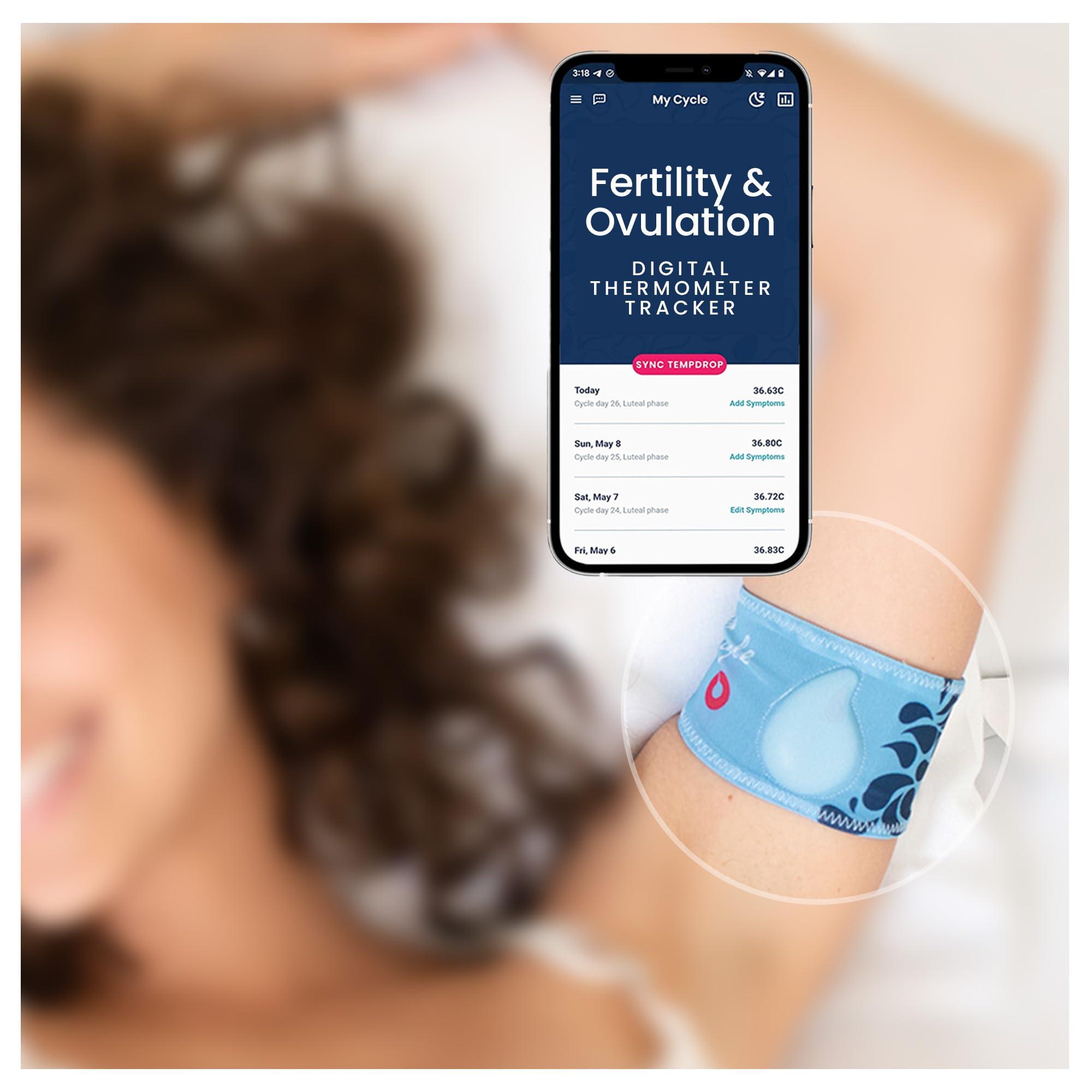 TEMPDROP Tempdrop Fertility and Ovulation Tracker –Wearable Basal Body Temperature (BBT) Monitoring Sensor and Fertility Charting App Includes Comfortable Armband (L/XL - 12.5-18.5 Inches)