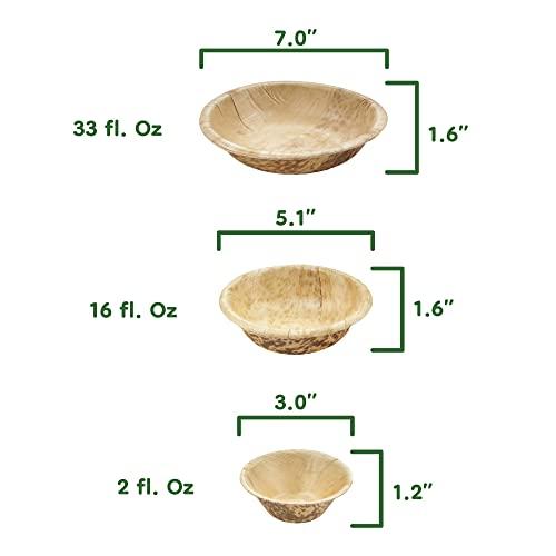 BambooMN BambooMN 5.1" Premium Bamboo Leaf Round Deep Dish Bowls, All Natural Disposable Compostable for Catering and Home Use, 100 Pieces