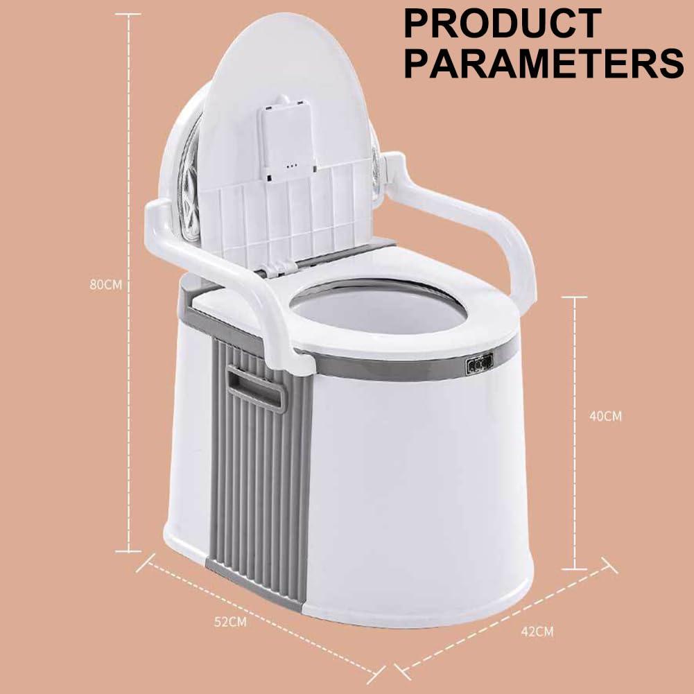 Sions Sions Movable Bedside Toilet, High Load-Bearing Toilet with Removable Armrests, Widened Mobile Toilet for Bathing, Portable Toilet with Tissue Box,Brown