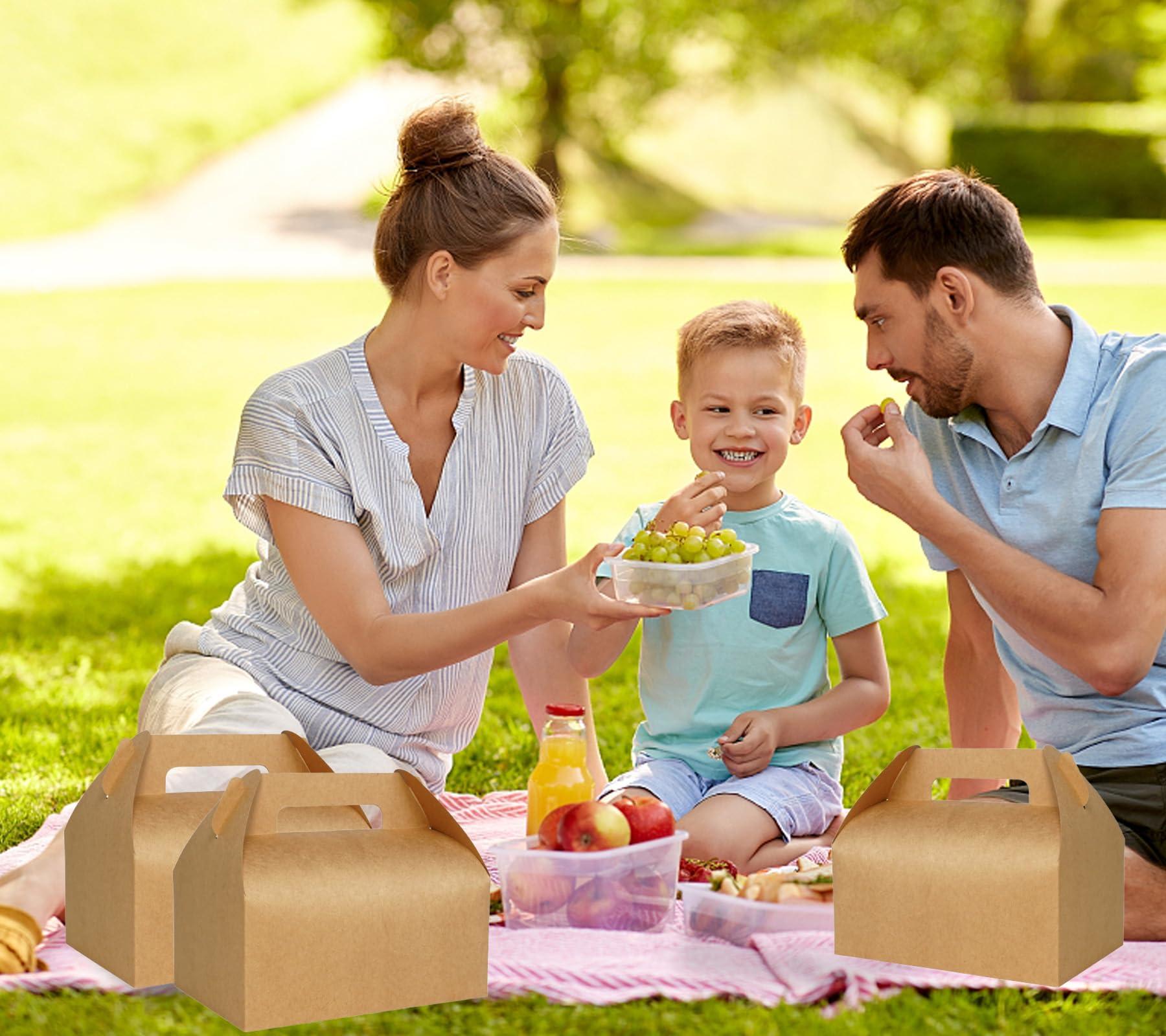 UnicoPak UnicoPak 30 Pcs 9x6x6 Large Gable Boxes Gift Boxes with Handles Food-grade Bakery Boxes Treat Boxes Paper Lunch Boxes To Go for Birthday Wedding Party Favors Picnic Business Christmas