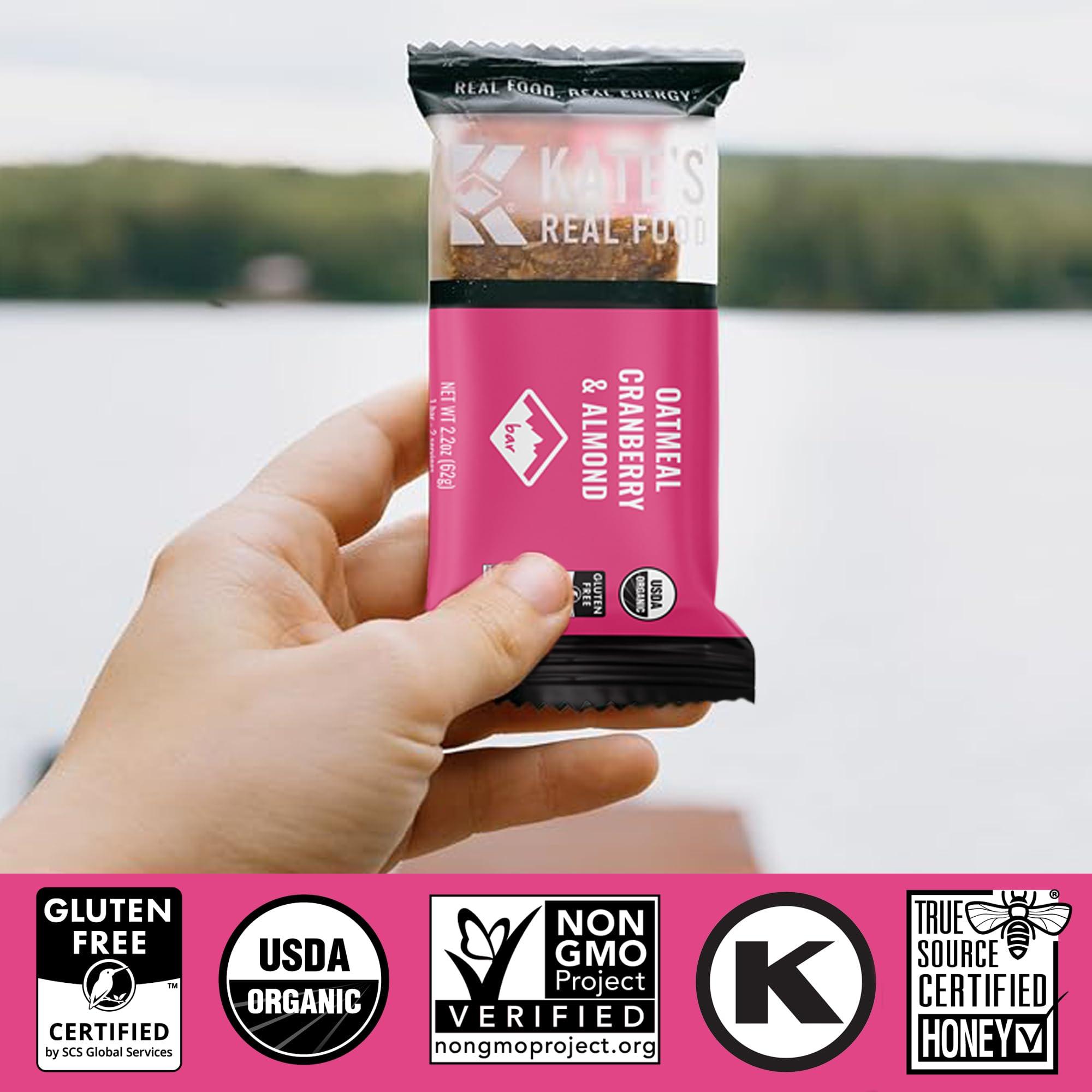Kate's Kate’s Real Food Organic Energy Bars, Non-GMO, All-Natural Ingredients, Gluten-Free and Soy-Free Healthy Snack with Natural Flavors, Oatmeal Cranberry & Almond (Pack of 12)