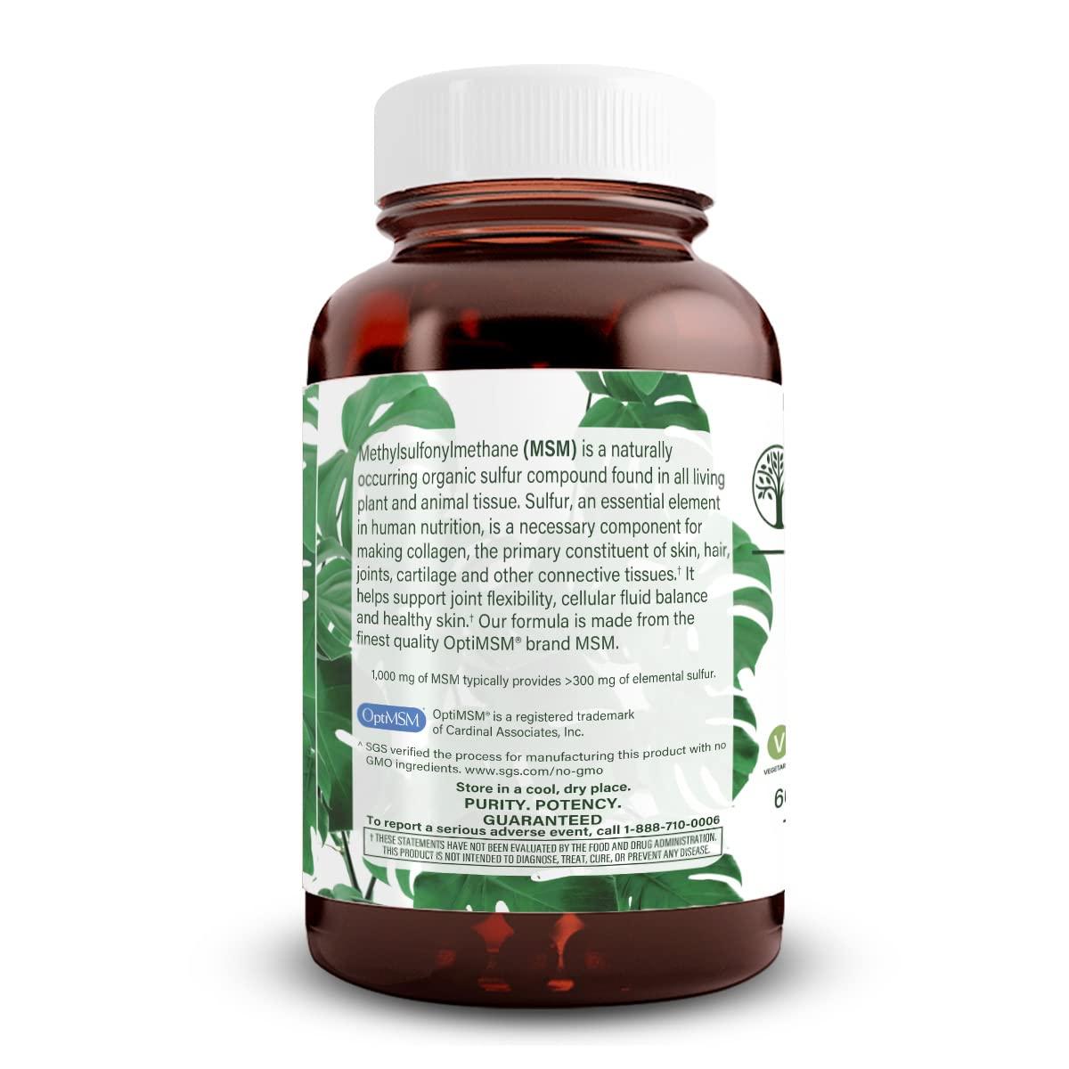 Natural Nutra Natural Nutra OptiMSM, MSM Supplement with Sulfur, Prevent Thinning Hair, Increase Joint Flexibility and Bone Health, Cartilage Health, Helps Supports Fluid Balance, 1000 mg, (120) Vegan Tablets