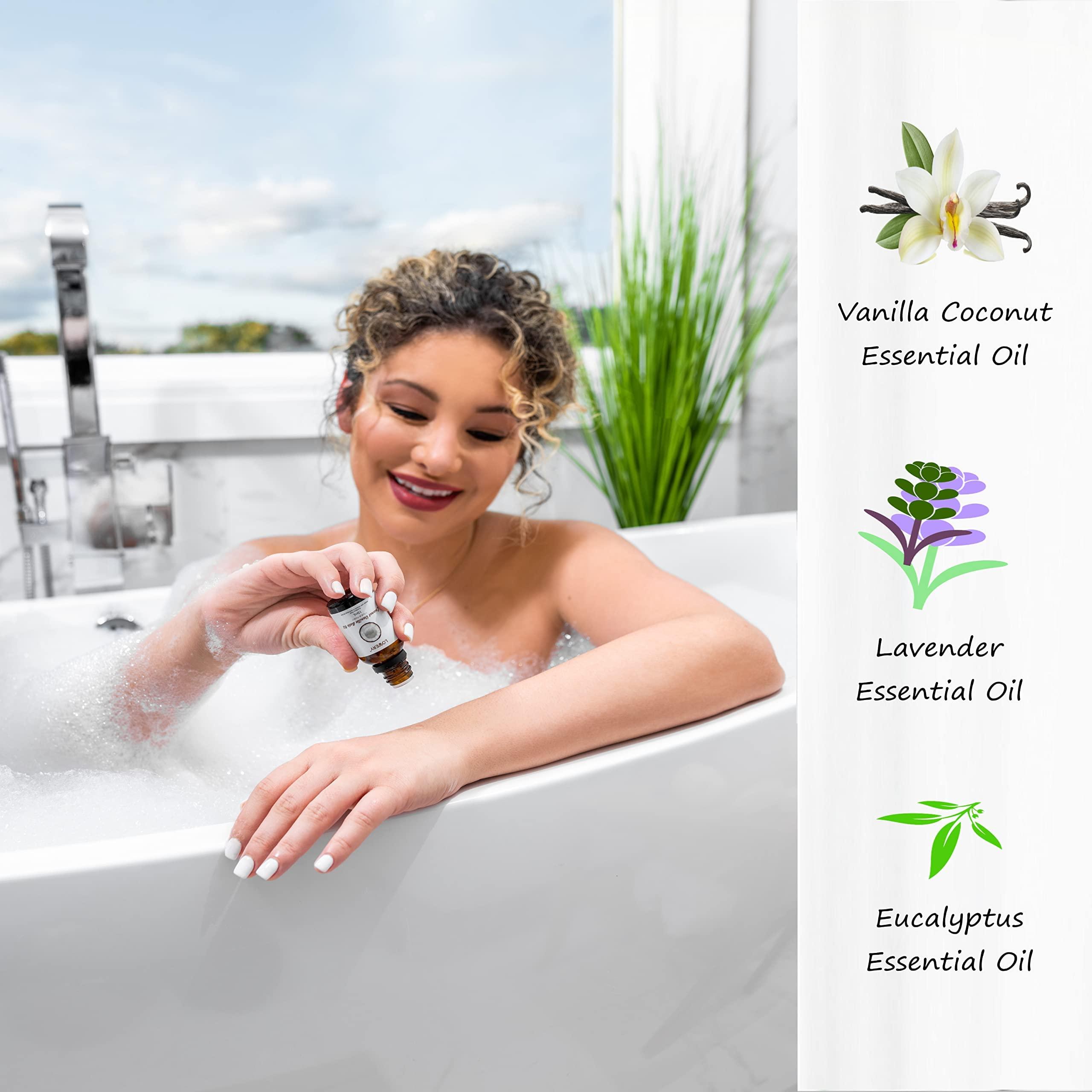 LOVERY Valentines Bath Gift Set, 20pc French Coconut Aromatherapy Spa Gift Basket for Women & Men, Self Care Package Spa Kit, Handmade Gift Box, Body Oils, Organic Lip Balm, Bath Bomb, Spa Gifts for Birthday