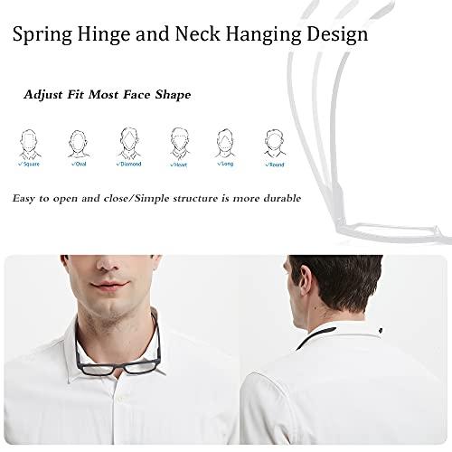 EYEURL EYEURL 2 Pack Reading Glasses for Women Men Neck Hanging Blue Light Blocking Glasses With Spring Hinges Eyeglasses Anti Glare UV Computer Readers Glasses,0.0